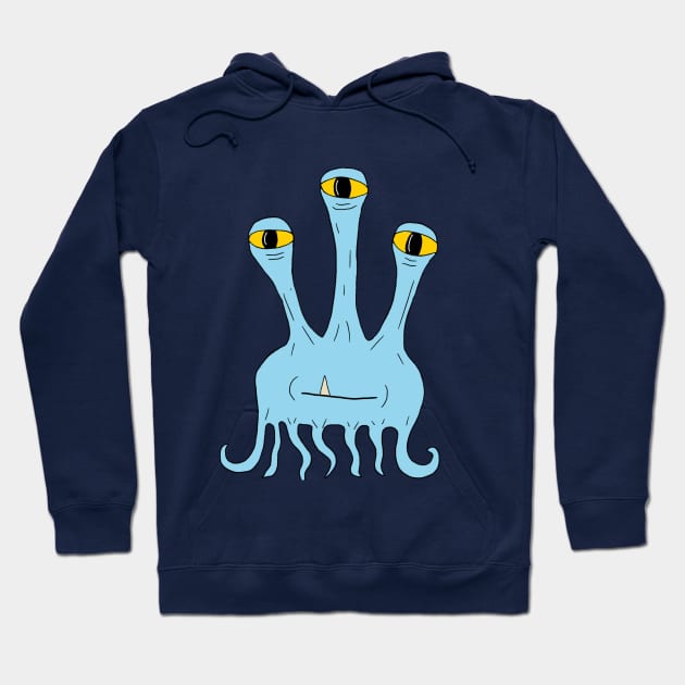 Three eyed blue alien Hoodie by OzOddball